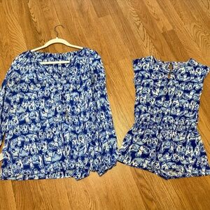 Lilly Pulitzer Mommy & Me blouse XS + romper 5-6 years